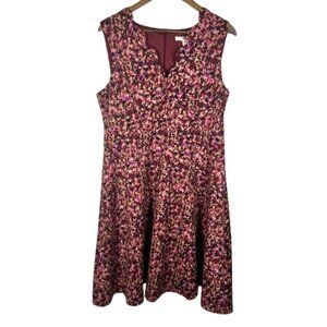 Wisp Womens Cleo Floral Sleeveless Dress Size 16 Scalloped Neckline Office